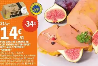 E.Leclerc Foie gras de canard mi cuit entier du sud-ouest igp aux 2 poivres godard offre
