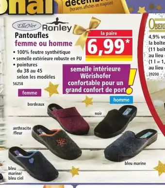 Norma ELLE NOR RONLEY Pantoufles femme ou homme offre