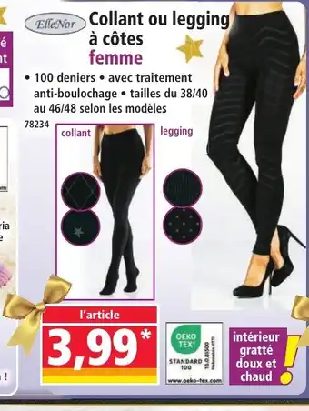 Norma ELLE NOR Collant ou legging à côtes femme offre