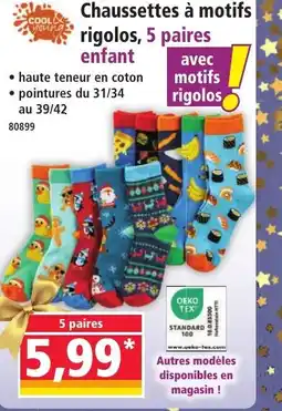 Norma Chaussettes à motifs rigolos, 5 paires enfant offre