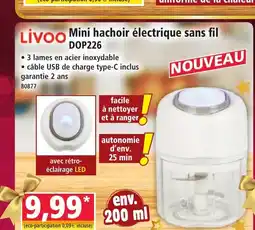 Norma LIVOO Mini hachoir électrique sans fil DOP226 offre