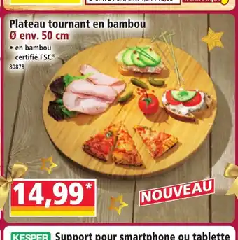 Norma Plateau tournant en bambou offre