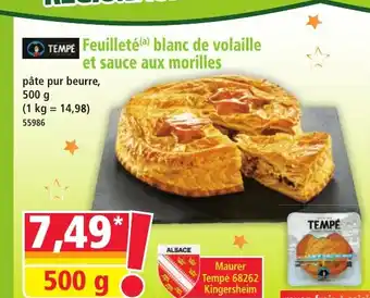 Norma TEMPE Feuilleté blanc de volaille et sauce aux morilles offre