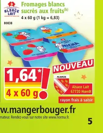 Norma ALSACE LAIT Fromages blancs sucrés aux fruits offre