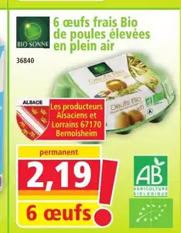 Norma BIO SONNE 6 œufs frais Bio de poules élevées en plein air offre