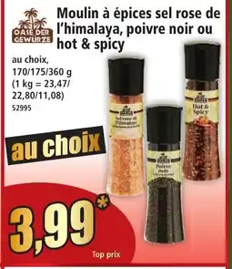 Norma Moulin à épices sel rose de l'himalaya, poivre noir ou hot & spicy offre