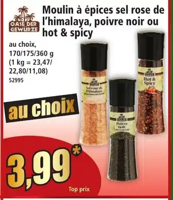 Norma Moulin à épices sel rose de l'himalaya, poivre noir ou hot & spicy offre
