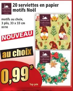 Norma 20 serviettes en papier motifs Noël offre