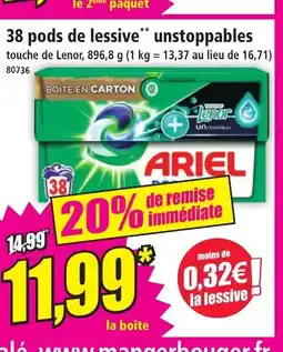 Norma 38 pods de lessive unstoppables offre