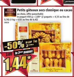 Norma FEINY BISCUITS Petits gâteaux secs classique ou cacao offre