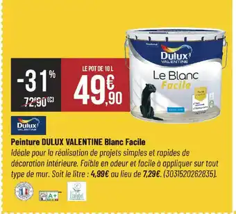 Bricorama DULUX VALENTINE Peinture Blanc Facile offre