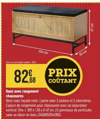 Bricorama Banc avec rangement chaussures offre