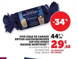 Bi1 MAISON MONTFORT Foie gras de canard entier gastronomique igp sud ouest offre