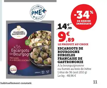 Bi1 Escargots de bourgogne surgeles francaise de gastronomie offre