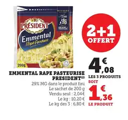 Bi1 PRESIDENT Emmental rape pasteurise offre