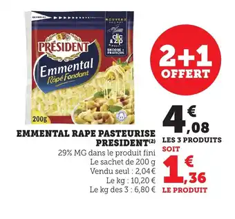 Bi1 PRESIDENT Emmental rape pasteurise offre