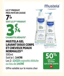 Auchan MUSTELA Gel lavant doux corps et cheveux peaux normales offre