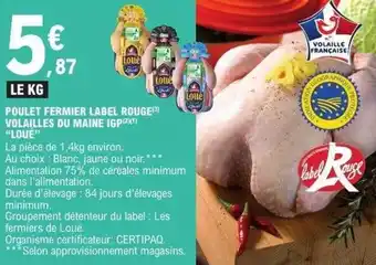 E.Leclerc Poulet fermier label rouge volailles du maine igp loué offre