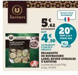 U Express Escargots bourgogne label rouge surgeles u saveurs offre