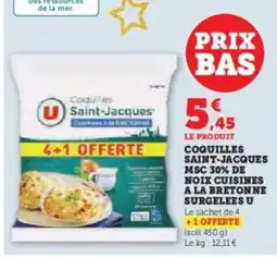 U Express Coquilles saint-jacques msc 30% de noix cuisines a la bretonne surgelees u offre
