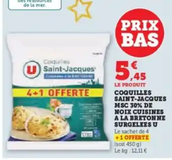 U Express Coquilles saint-jacques msc 30% de noix cuisines a la bretonne surgelees u offre