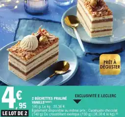 E.Leclerc 2 bûchettes praliné vanille offre