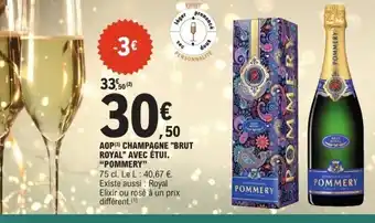 E.Leclerc Aop(3) champagne brut royal avec étui. pommery offre
