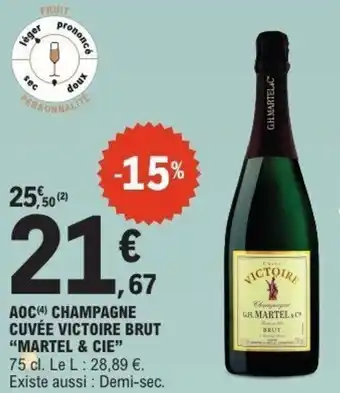 E.Leclerc Aoc(4) champagne cuvée victoire brut martel & cie offre