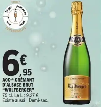 E.Leclerc Aoc crémant d'alsace brut wolfberger 75 cl. le l: 9,27 € offre