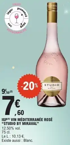E.Leclerc Igp vin méditerranée rosé studio by miraval offre