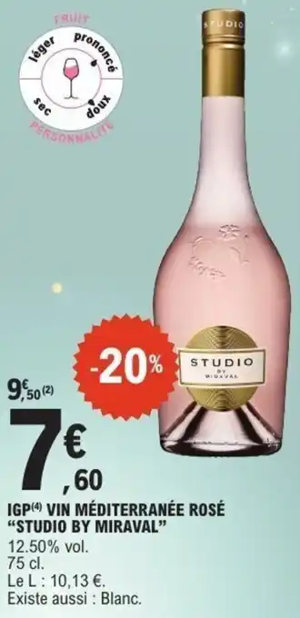 E.Leclerc Igp vin méditerranée rosé studio by miraval offre