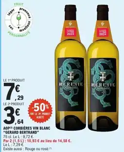 E.Leclerc Aop corbières vin blanc gerard bertrand offre
