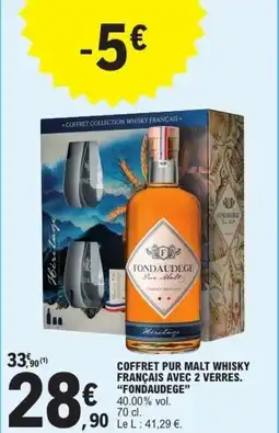 E.Leclerc Coffret pur malt whisky français avec 2 verres. fondaudege offre