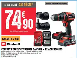 Brico Cash Einhell coffret perceuse visseuse sans fil + 22 accessoires offre