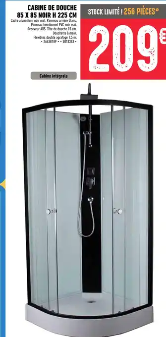 Brico Cash Cabine de douche 85 x 85 noir h 225 cm offre
