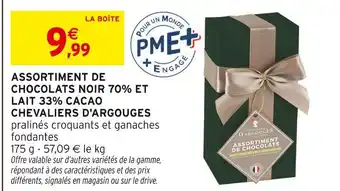 Intermarché Hyper Chevaliers d'argouges assortiment de chocolats noir 70% et lait 33% cacao offre