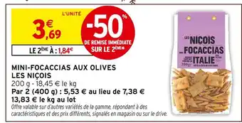 Intermarché Hyper Les niçois mini-focaccias aux olives offre