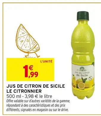 Intermarché Hyper Le citronnier jus de citron de sicile offre