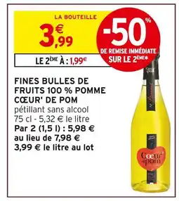 Intermarché Hyper Cœur de pom fines bulles de fruits 100% pomme offre