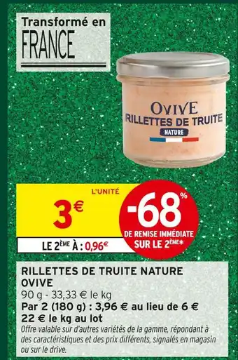 Intermarché Hyper Ovive rillettes de truite nature offre