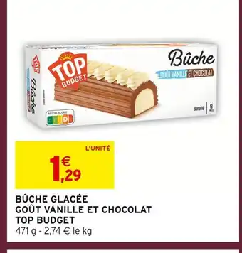 Intermarché Hyper Top budget bûche glacée goût vanille et chocolat offre
