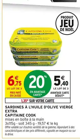 Intermarché Hyper Capitaine cook sardines à l'huile d'olive vierge extra offre