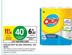 Intermarché Hyper Okay essuie-tout blanc original x16 offre