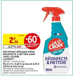 Intermarché Hyper Lacroix nettoyant ménager spray désinfecte & nettoie sans javel cuisine offre