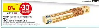 Intermarché Hyper Apta papier cuisson en feuilles x16 offre