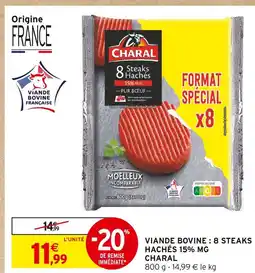 Intermarché Express Charal viande bovine : 8 steaks hachés 15% mg offre