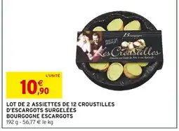 Intermarché Express Bourgogne escargots lot de 2 assiettes de 12 croustilles d'escargots surgelées offre