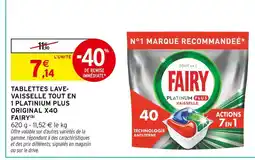 Intermarché Express Fairy tablettes lave-vaisselle tout en 1 platinum plus original x40 offre
