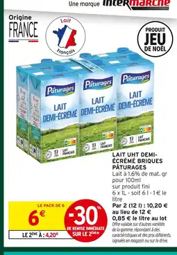 Intermarché Express Pâturages lait uht demi-écrémé briques offre