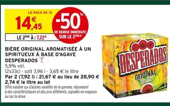 Intermarché Express Desperados bière original aromatisée à un spiritueux à base d'agave offre
